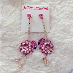 Betsey Johnson crystal flamingo earrings